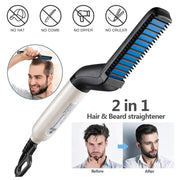 Electric Hair Straightener Brush,Men Quick Beard Straightener