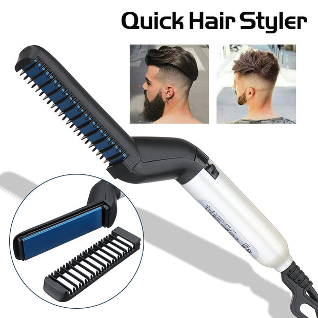 Electric Hair Straightener Brush,Men Quick Beard Straightener